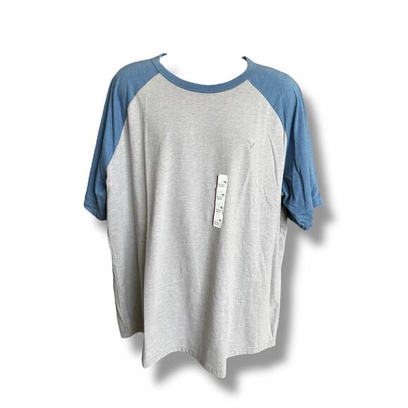American Eagle Men's **Raglan T-Shirt** Blue Gray XXL NWOT - Picture 1 of 5